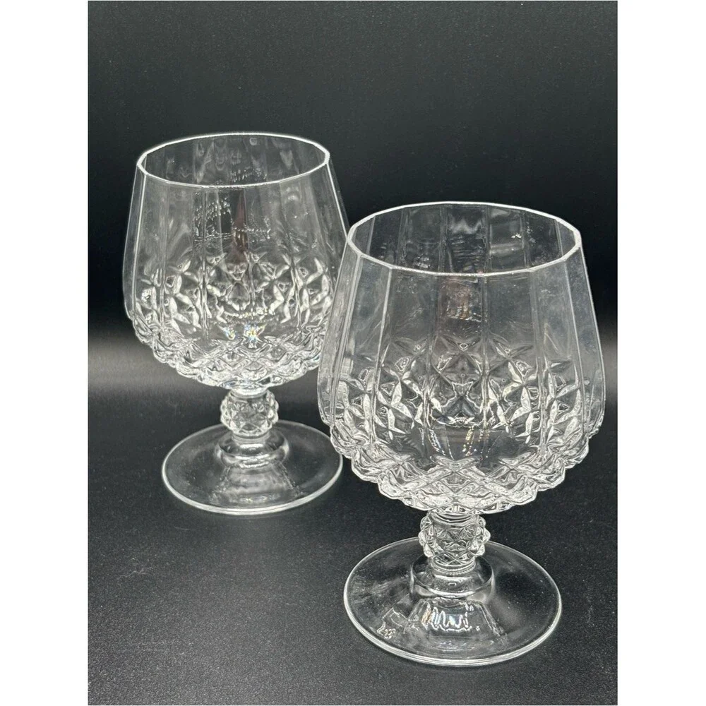 Pair Of (2) Elegant Glass Mikasa Arctic Light Crystal Brandy Snifters 5 3/4in